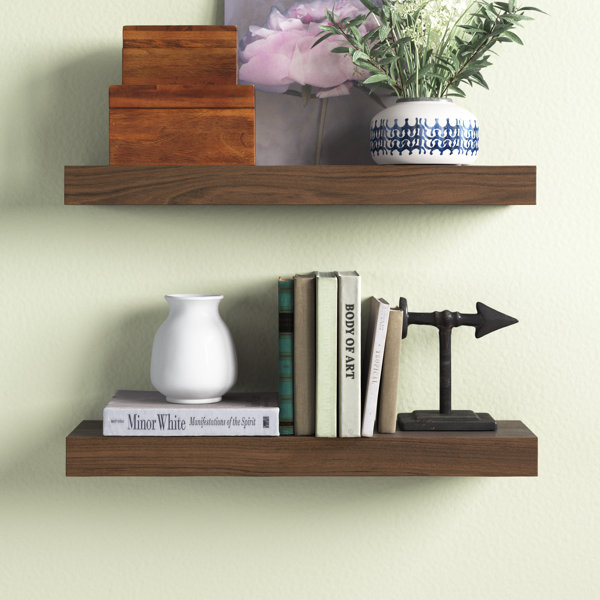 Gracie Oaks 2 Piece Pine Solid Wood Floating Shelf & Reviews